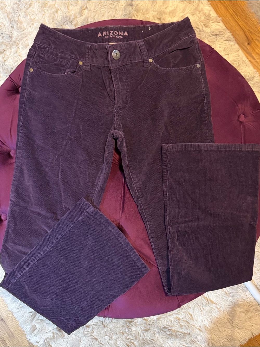 Arizona Jean Co Corduroy Jeans Boot Cut Mid Rise Purple Y2K